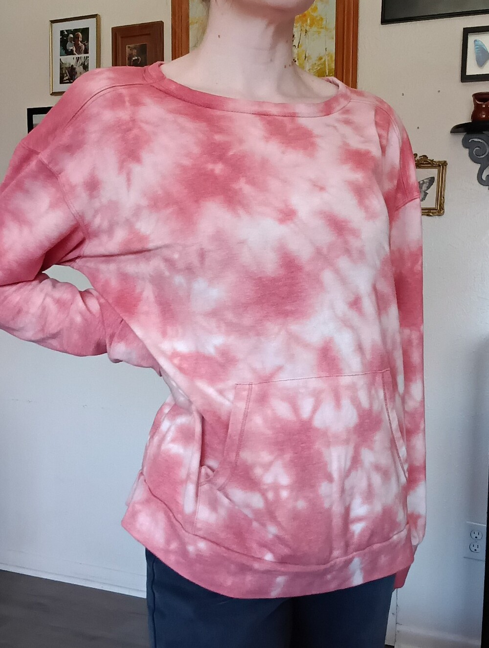 Knox Rose Orange and White Tie-Dye Crewneck Sweatshirt